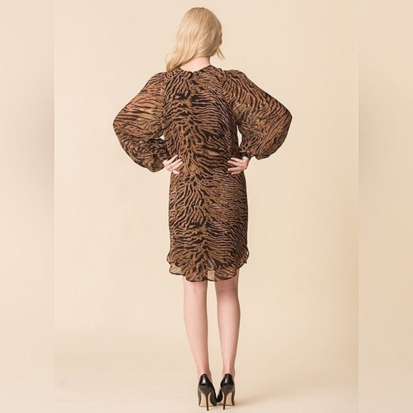 GANNI Tiger Print Dress NWT Size 34 Size US 2 Animal Print‎ Mobwife Chic Viscose - Picture 4 of 16